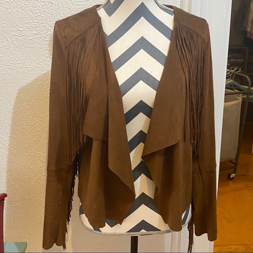 Silver Jeans Co Brown Faux Suede Fringe Jacket